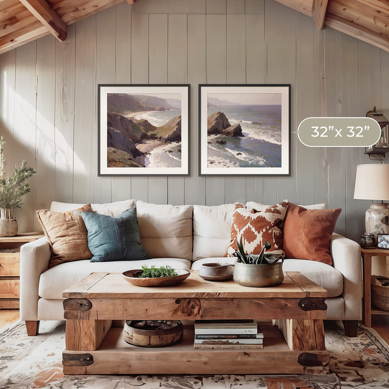 Oregon Coast Art 2-Panel Art Set - Sage and Rose Prints