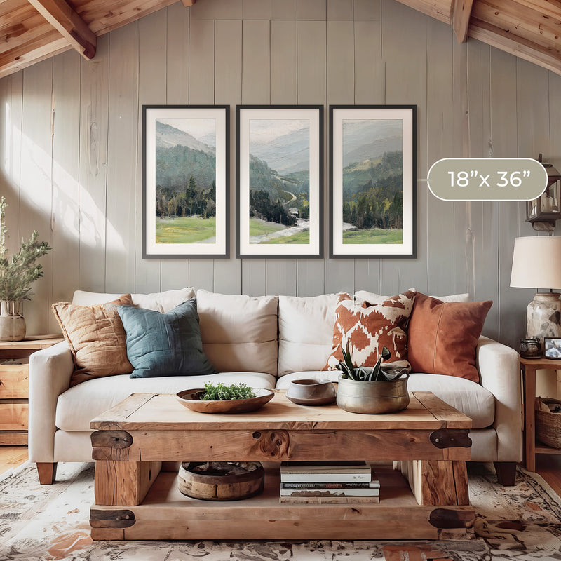 Rocky Mountain Oil Painting Triptych - Sage and Rose Prints