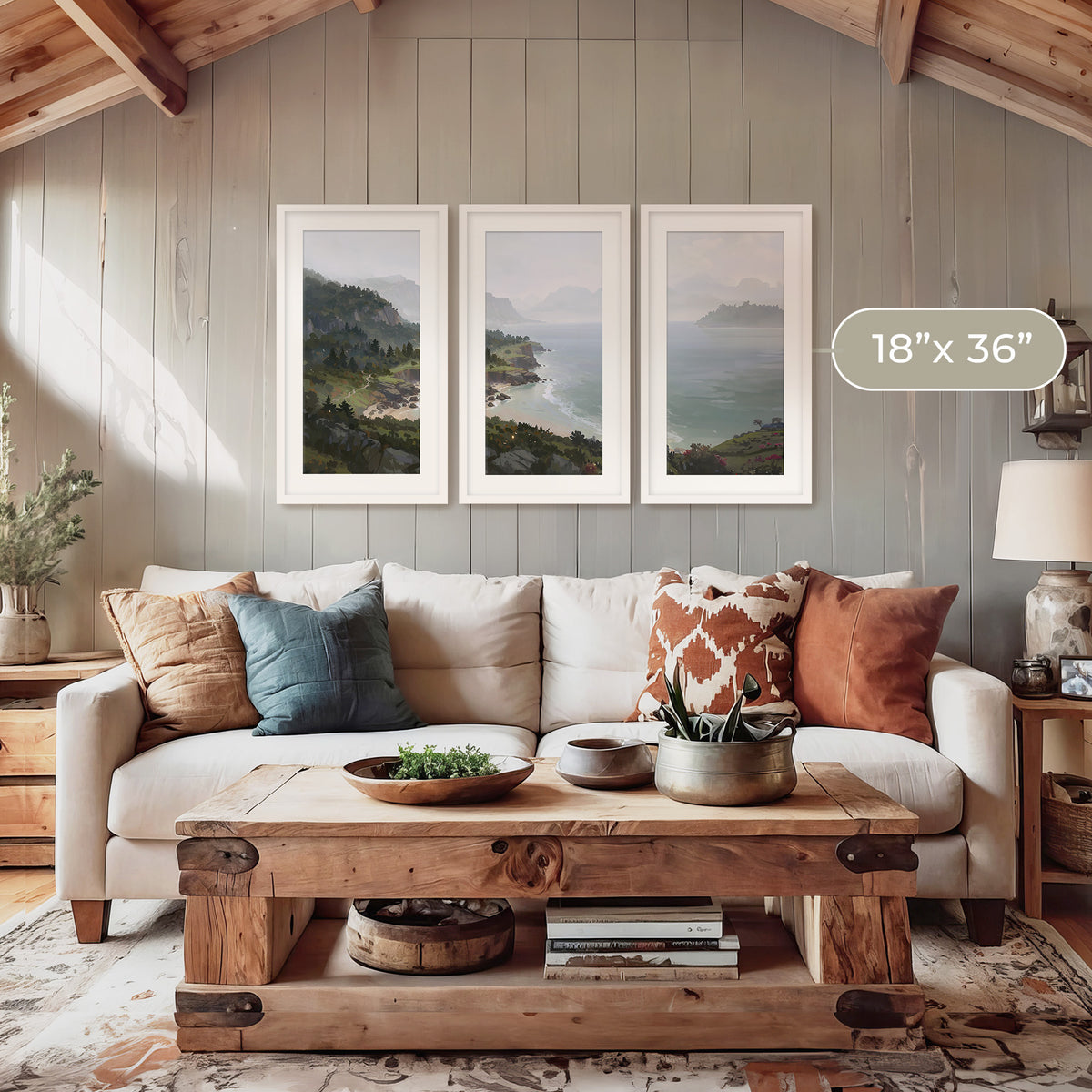 Pacific Coast Painting Triptych - Sage and Rose Prints