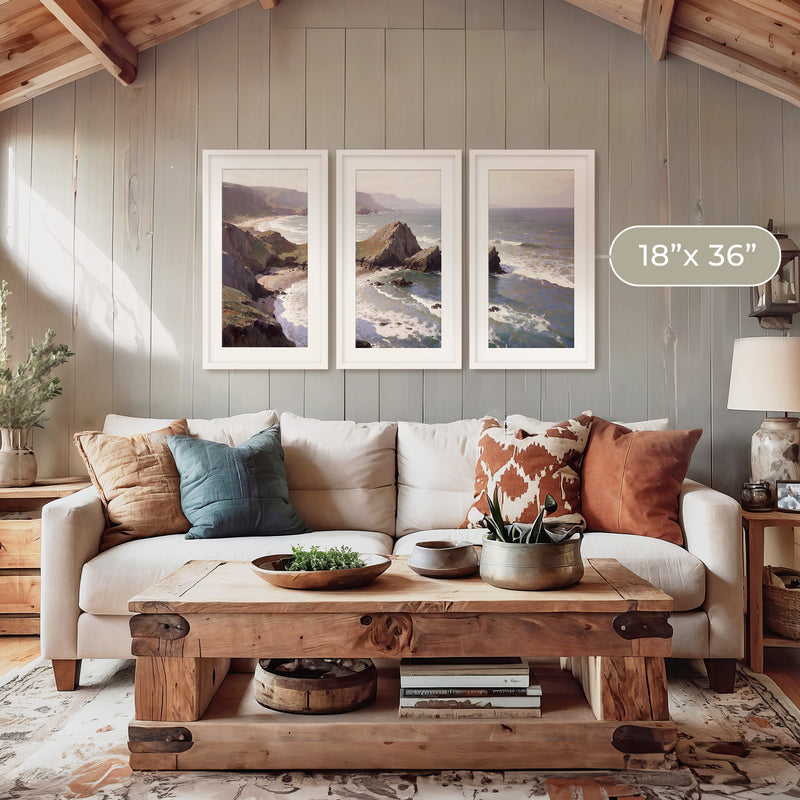 Oregon Coast Art Triptych - Sage and Rose Prints