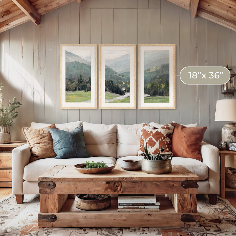 Rocky Mountain Oil Painting Triptych - Sage and Rose Prints