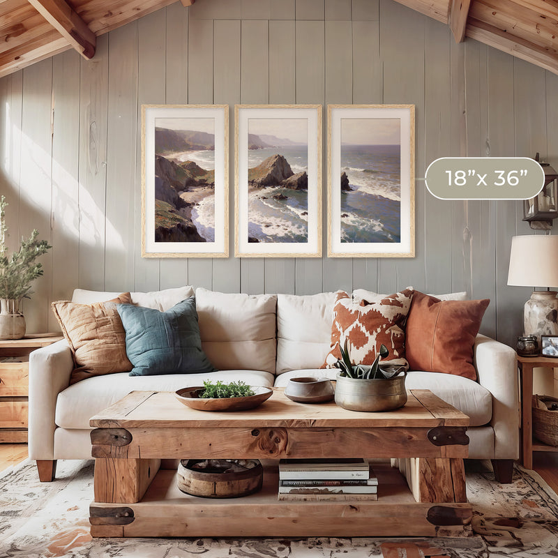 Oregon Coast Art Triptych - Sage and Rose Prints