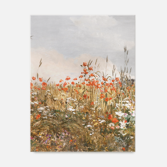 Poppy Landscape Art - Sage and Rose Prints