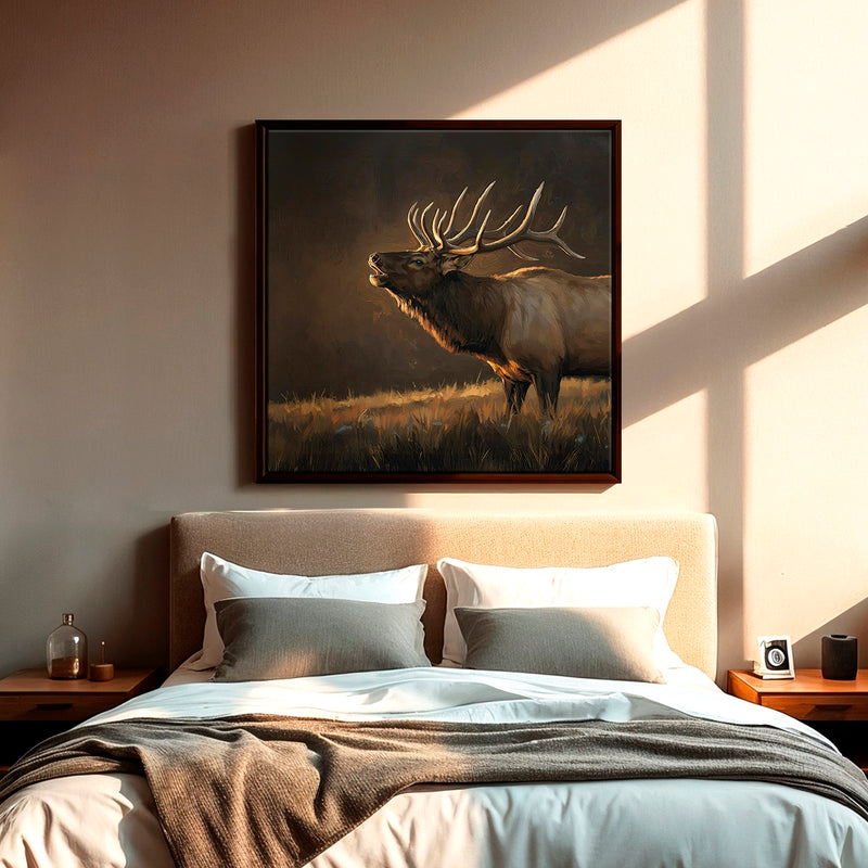 AK-19-Moody Elk Wildlife Painting - Sage and Rose Prints