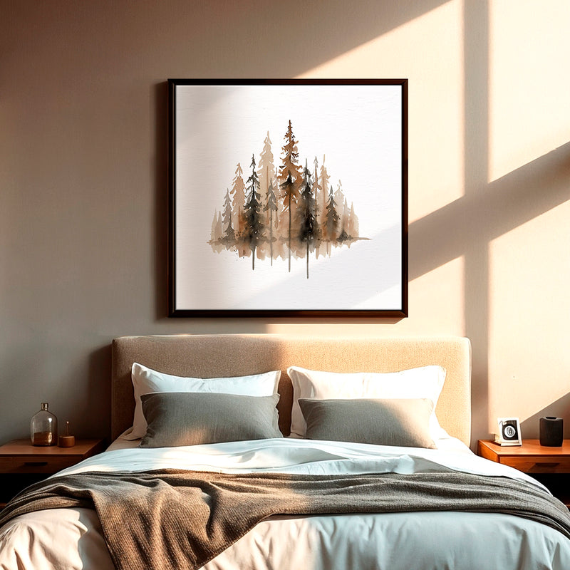 AK-26-Earth Tones Forest Tree Watercolor Painting - Sage and Rose Prints