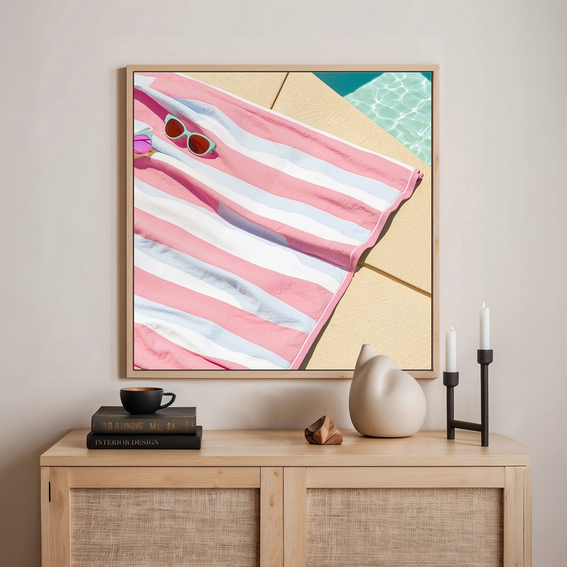 Beach Towel Pink Wall Art - Sage and Rose Prints