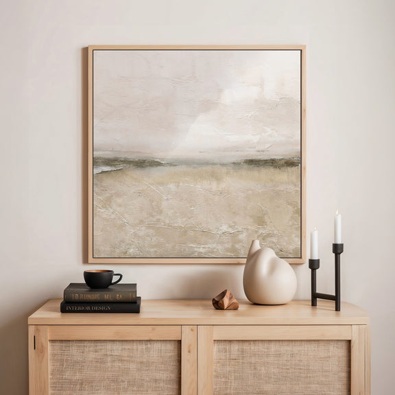 AK-56- Tan and Green Minimalist Modern Art Print - Sage and Rose Prints