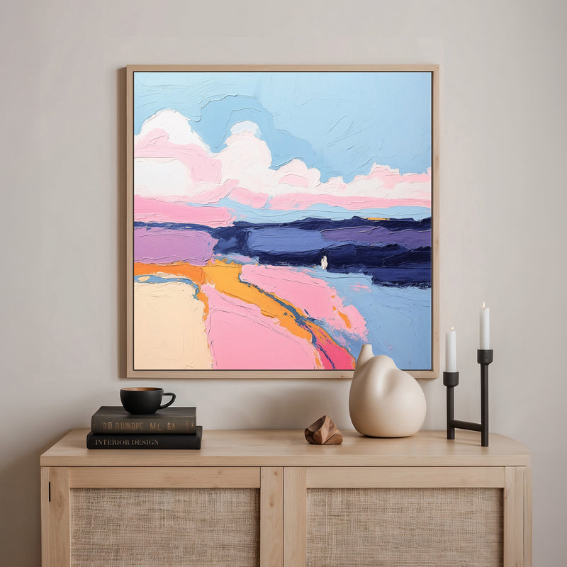 Blue Sky Landscape-Inspired Abstract Painting - Sage and Rose Prints