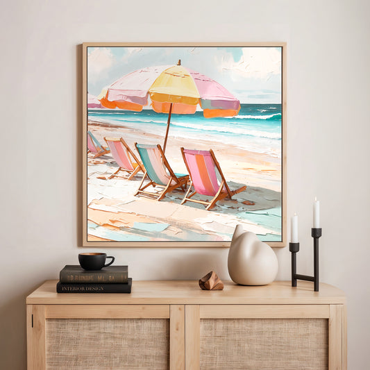 Tropical Beach Umbrellas Square Print - Sage and Rose Prints