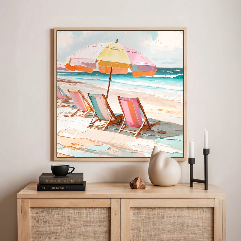 Tropical Beach Umbrellas Square Print