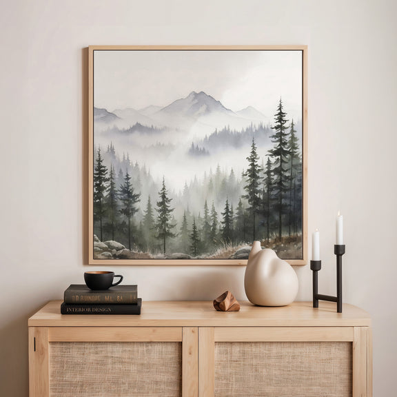 AK-10-Misty Mountains Forest Watercolor - Sage and Rose Prints
