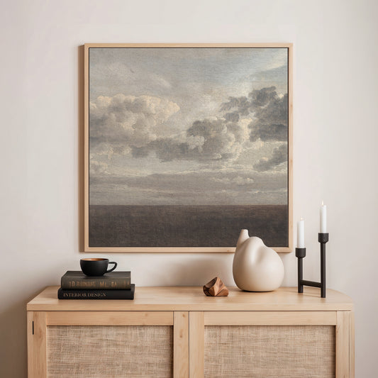 AK-49- Vintage Old Masters Cloudy Sky Landscape - Sage and Rose Prints