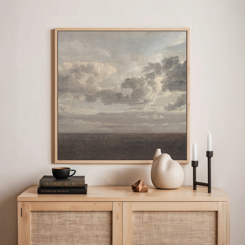 AK-49- Vintage Old Masters Cloudy Sky Landscape - Sage and Rose Prints