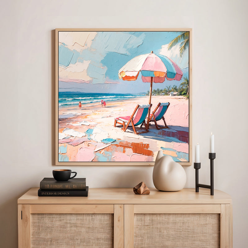 Beachy Umbrellas Square Print