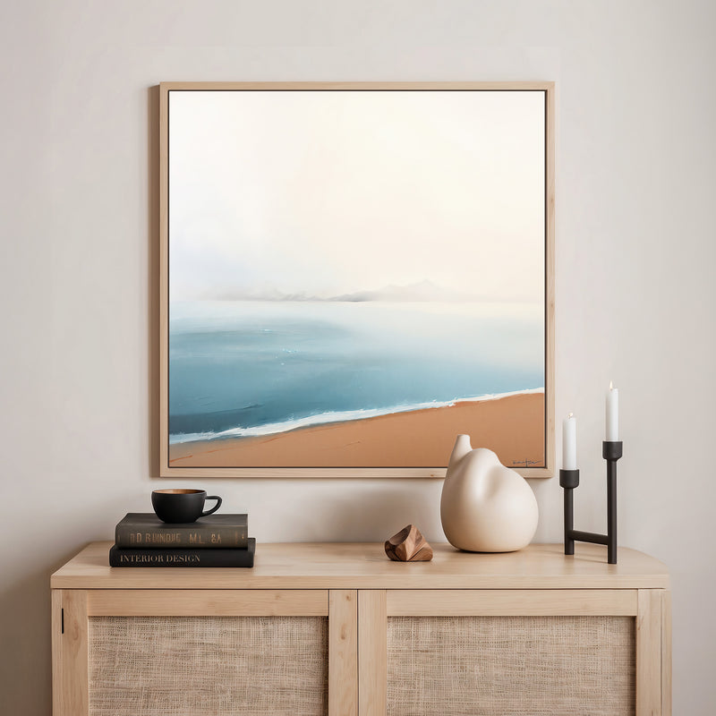 Abstract Beach in Teal and Orange - Sage and Rose Prints