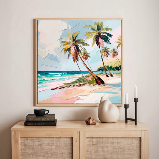 Tropical Beach Oil Painting Print - Sage and Rose Prints