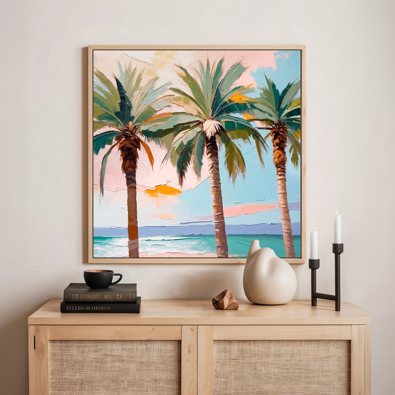 Palm Trees and Blue Sky Square Print