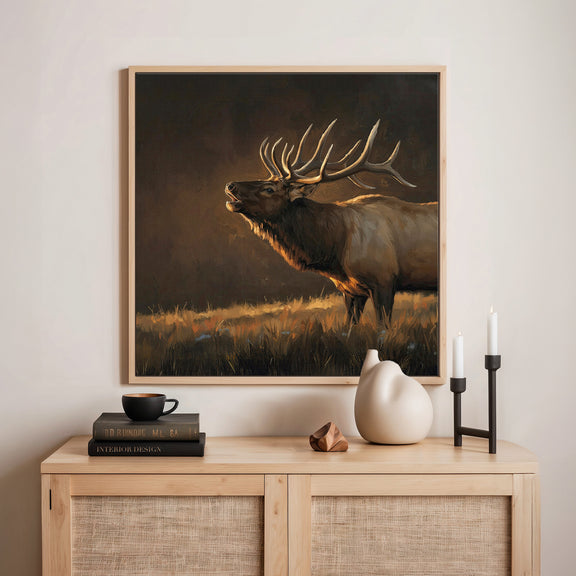 AK-19-Moody Elk Wildlife Painting - Sage and Rose Prints