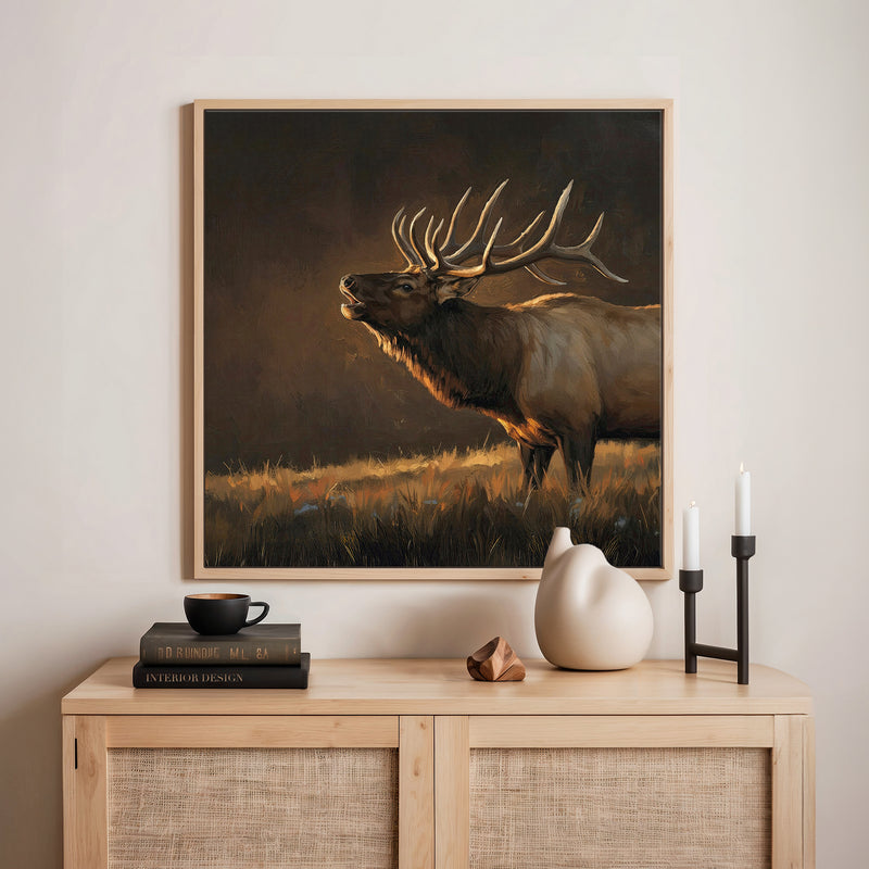 AK-19-Moody Elk Wildlife Painting - Sage and Rose Prints