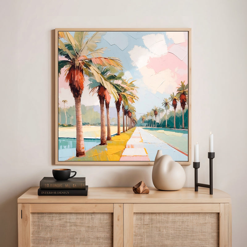 Palm Trees Impasto Square Print