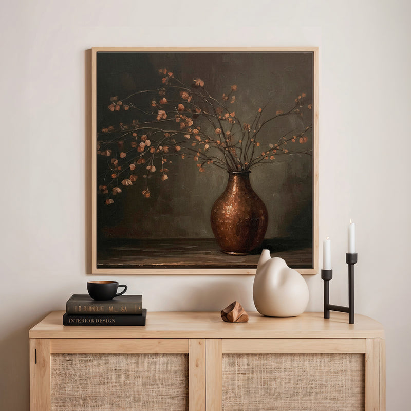 AK-44-Moody Wabi Sabi Copper Vase - Sage and Rose Prints