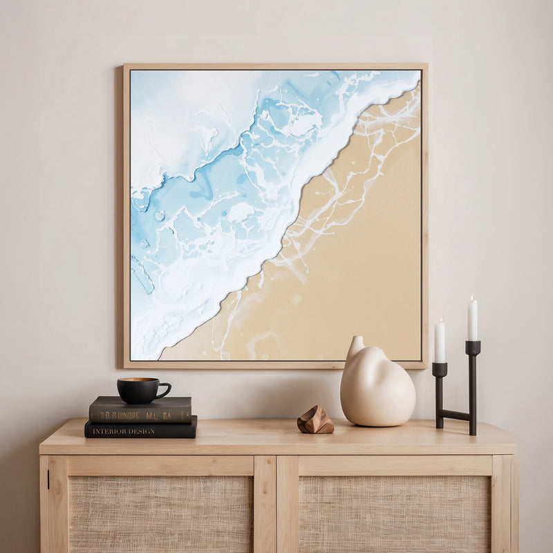 Abstract Blue Wave on the Sand - Sage and Rose Prints