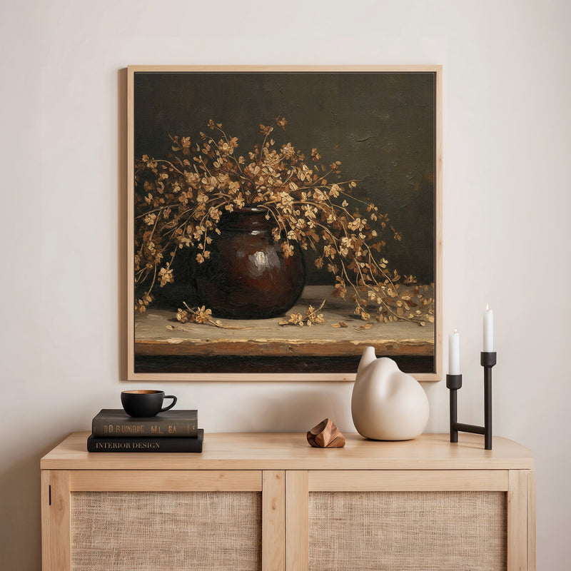 AK-05 - Vintage Vase Still Life with Dried Grass Bouquet - Sage and Rose Prints