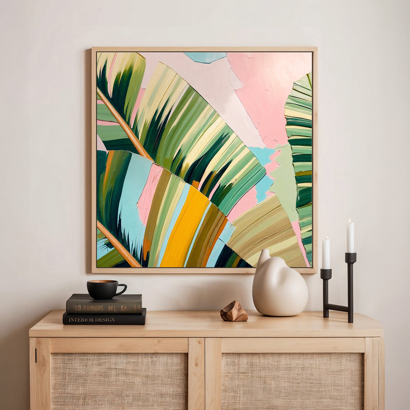Bright Tropical Leaf Square Print