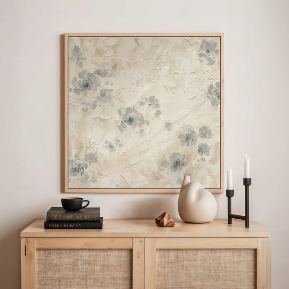 AK-50- Abstract Textured Flower Painting Print - Sage and Rose Prints