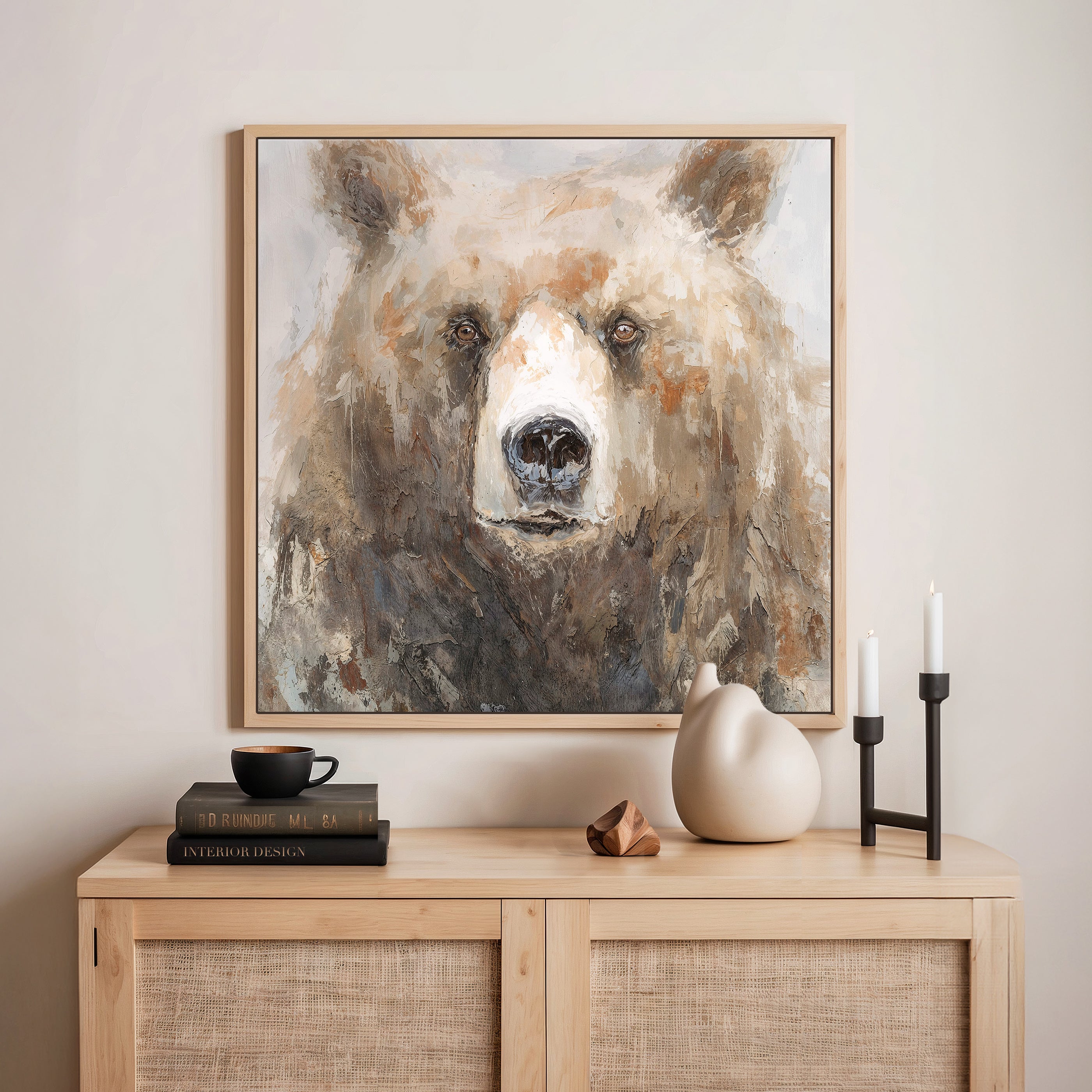 AK-37-Abstract Bear Painting Print - Sage and Rose Prints