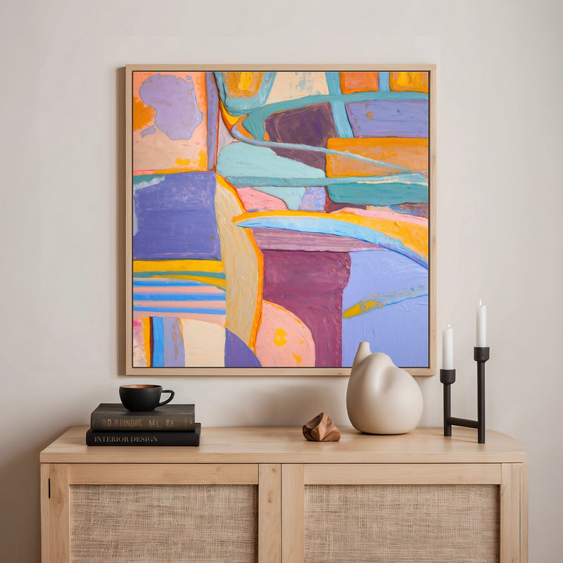 Periwinkle and Orange Abstract Color Blocks - Sage and Rose Prints