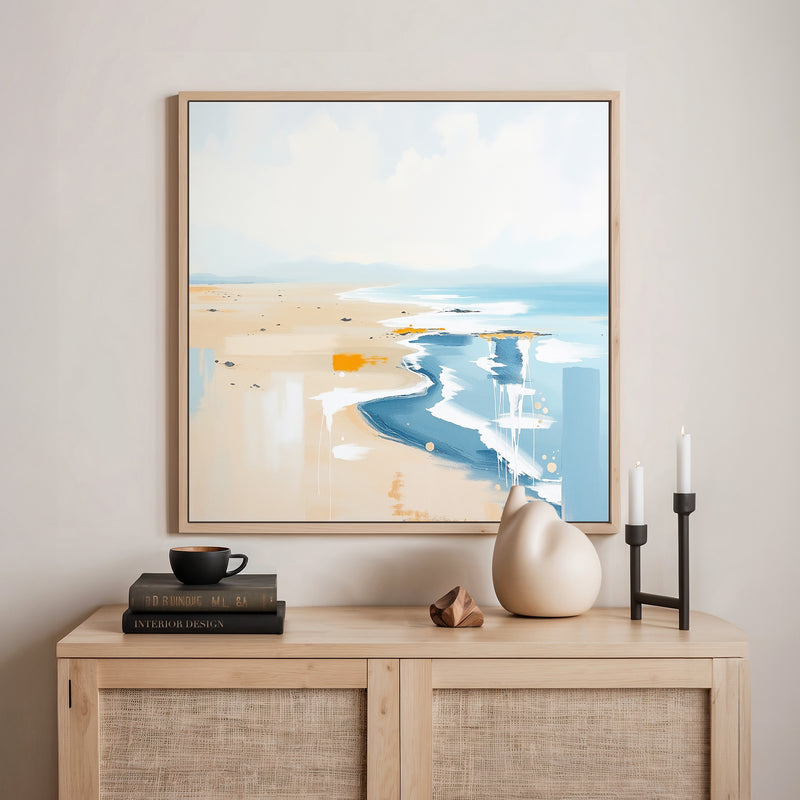 Waves on the Beach Abstract Art - Sage and Rose Prints