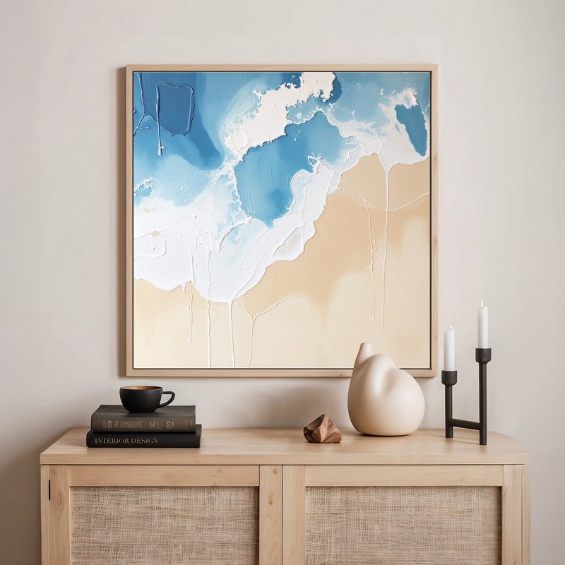 Blue Seafoam Impasto Painting - Sage and Rose Prints