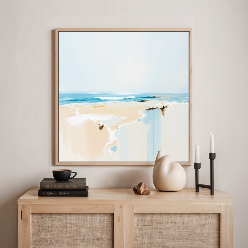 Teal and Tan Abstract Beach - Sage and Rose Prints