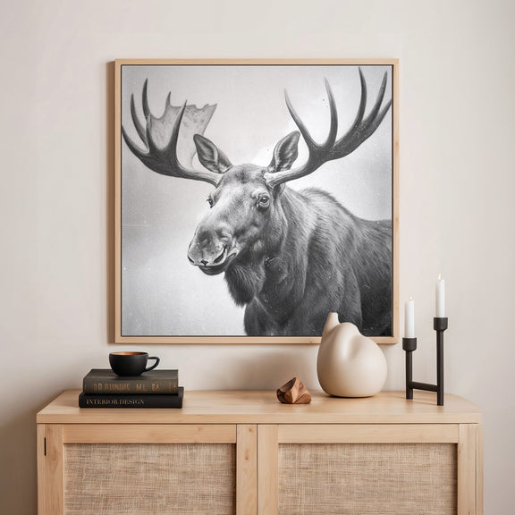 AK-17 Black and White Vintage Moose Photograph - Sage and Rose Prints