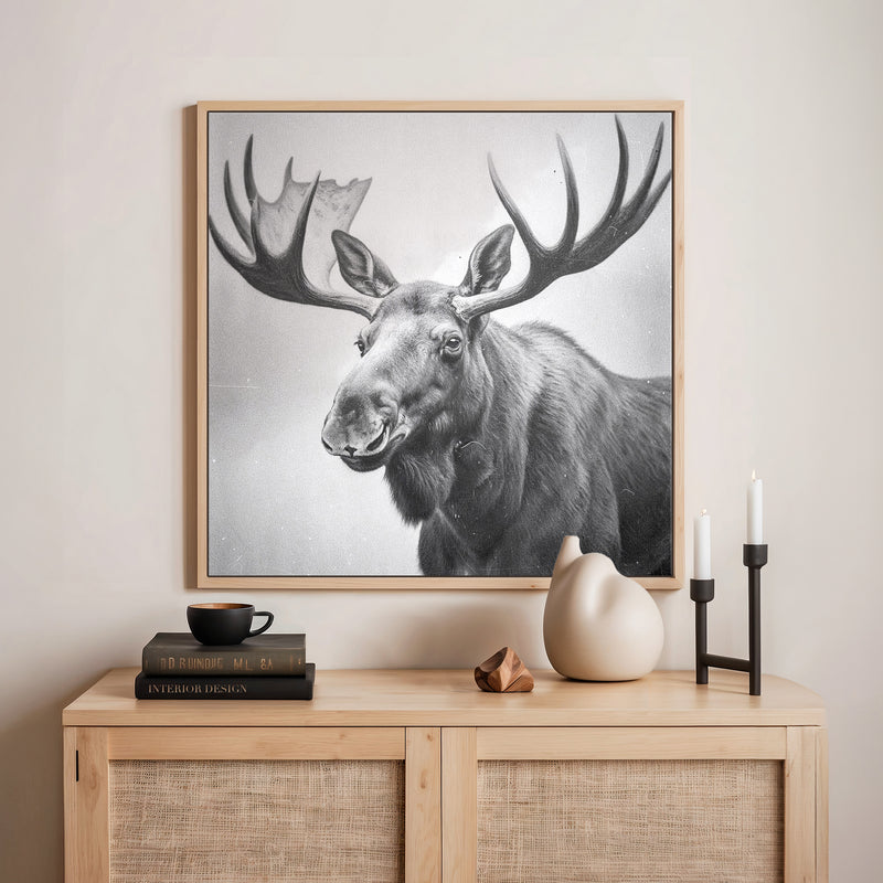 AK-17 Black and White Vintage Moose Photograph - Sage and Rose Prints