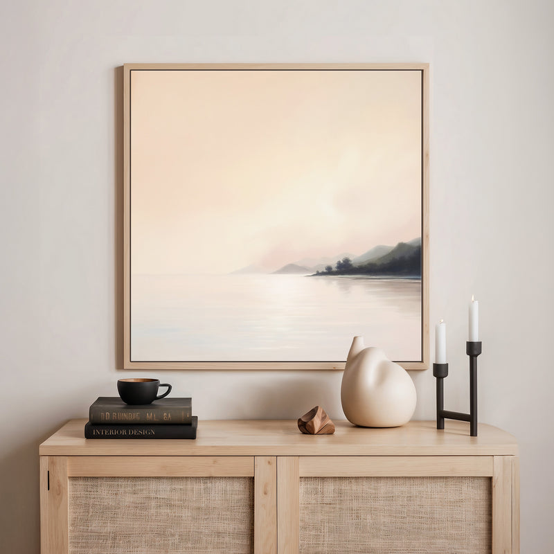 Coral Pink Abstract Coastline - Sage and Rose Prints