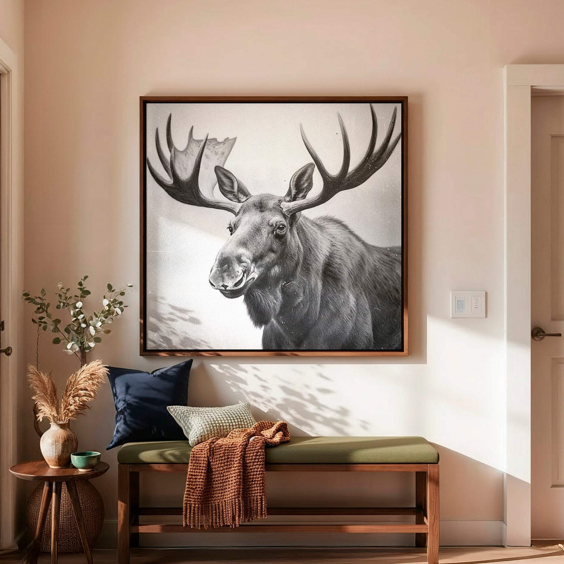 AK-17 Black and White Vintage Moose Photograph - Sage and Rose Prints