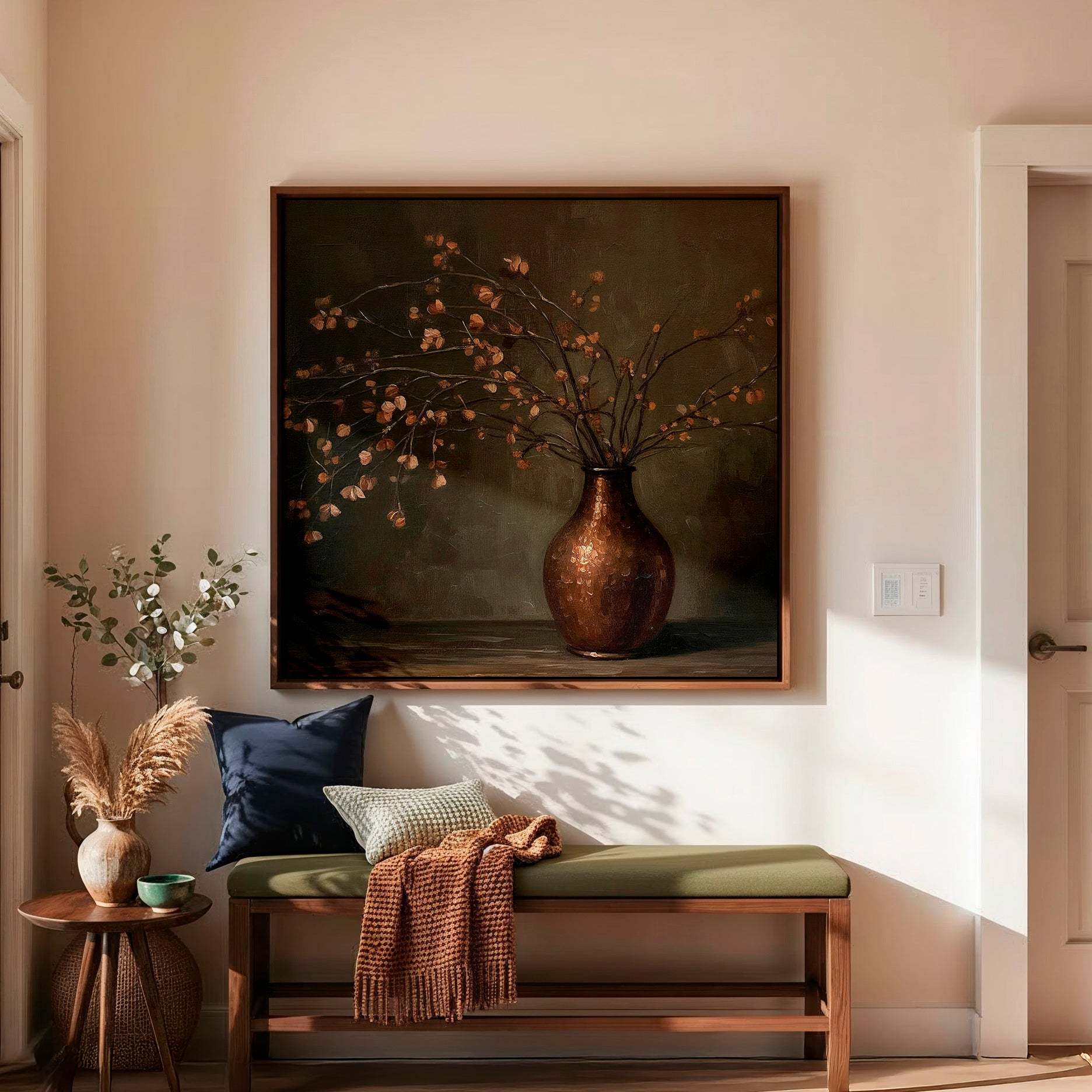 AK-44-Moody Wabi Sabi Copper Vase - Sage and Rose Prints