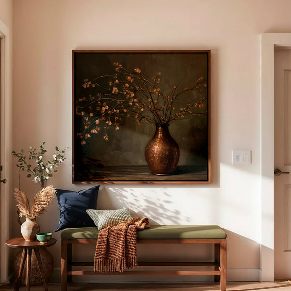 AK-44-Moody Wabi Sabi Copper Vase - Sage and Rose Prints