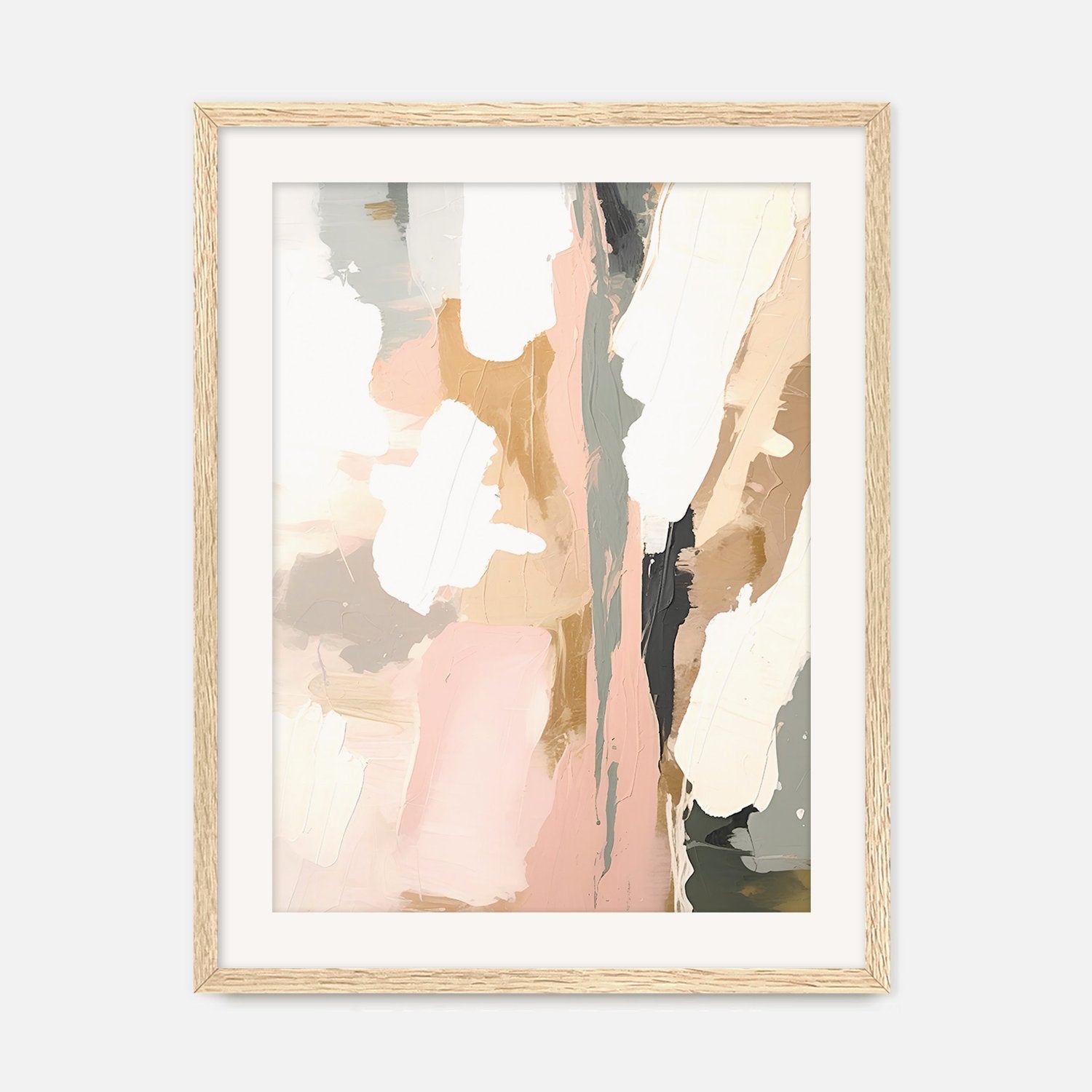 Soft Pink and Gray Abstract Art - Sage and Rose Prints