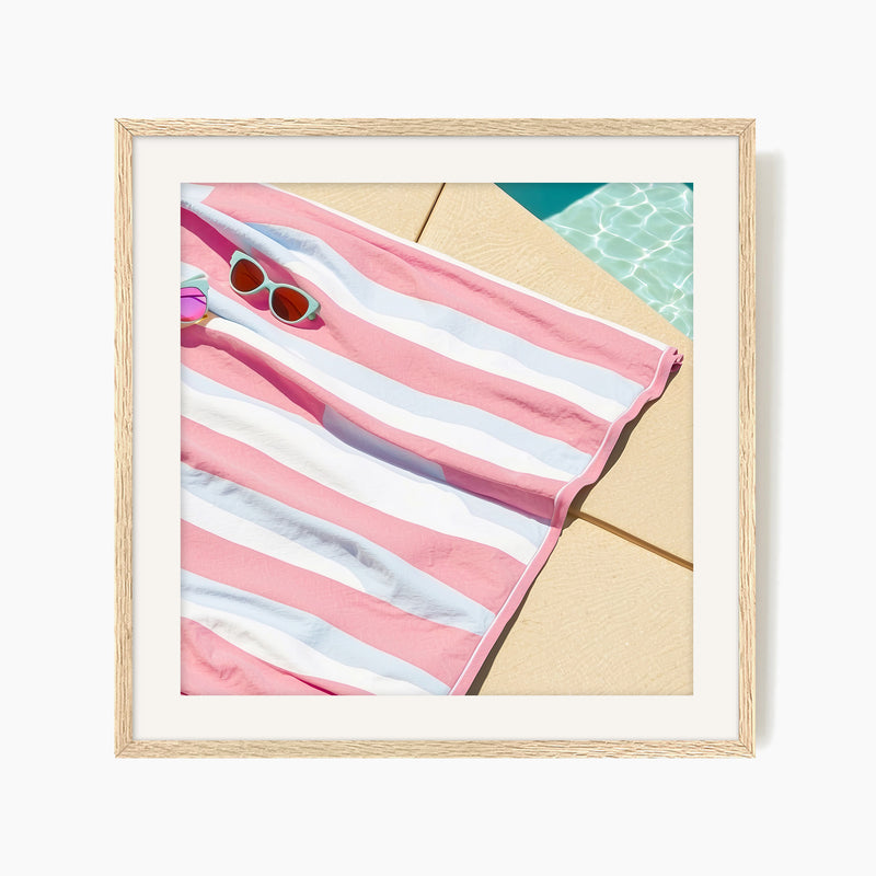 Beach Towel Pink Wall Art - Sage and Rose Prints