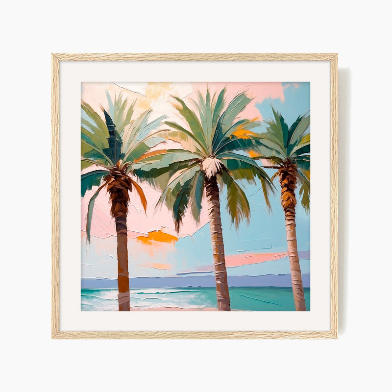 Palm Trees and Blue Sky Square Print