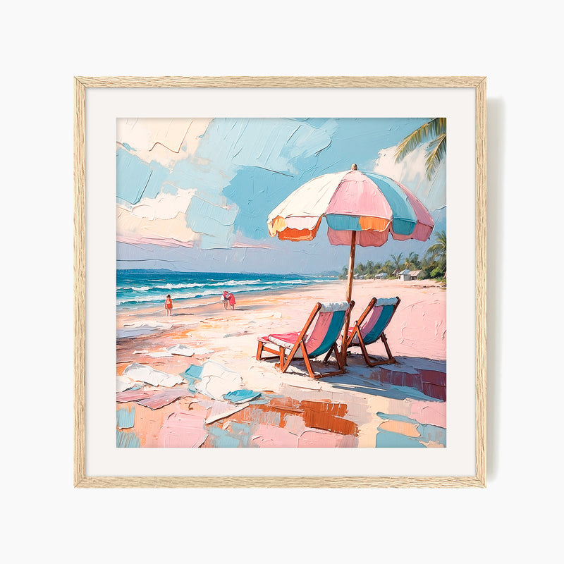 Beachy Umbrellas Square Print