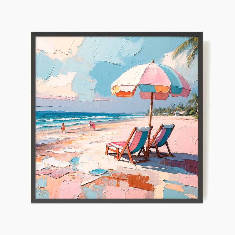 Beachy Umbrellas Square Print