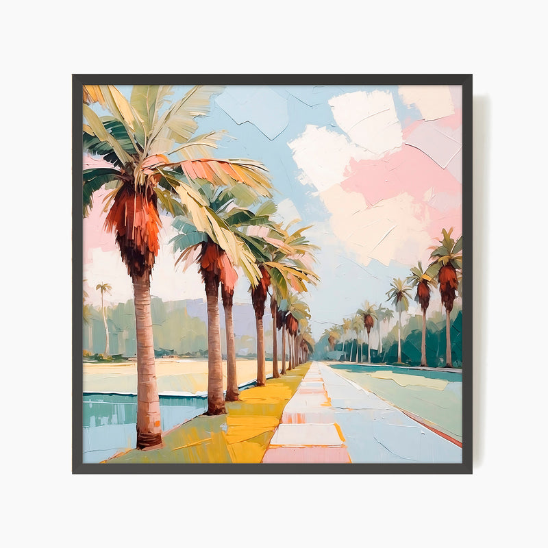 Palm Trees Impasto Square Print