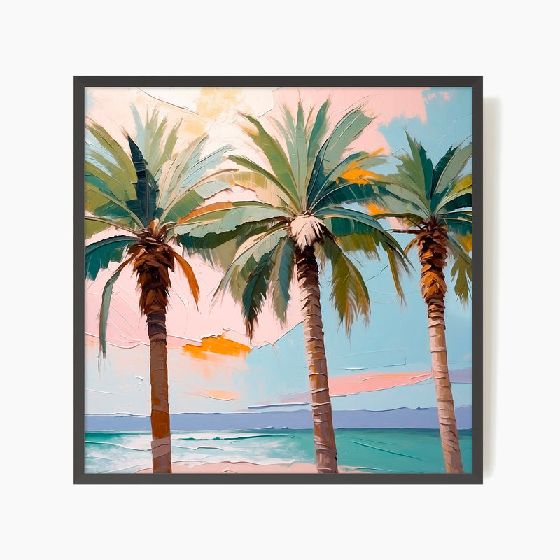 Palm Trees and Blue Sky Square Print