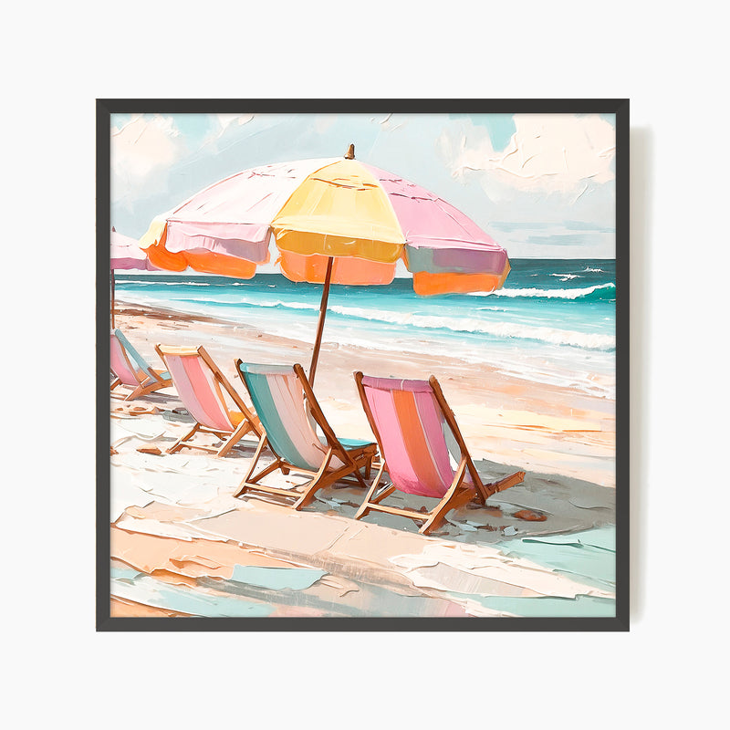 Tropical Beach Umbrellas Square Print