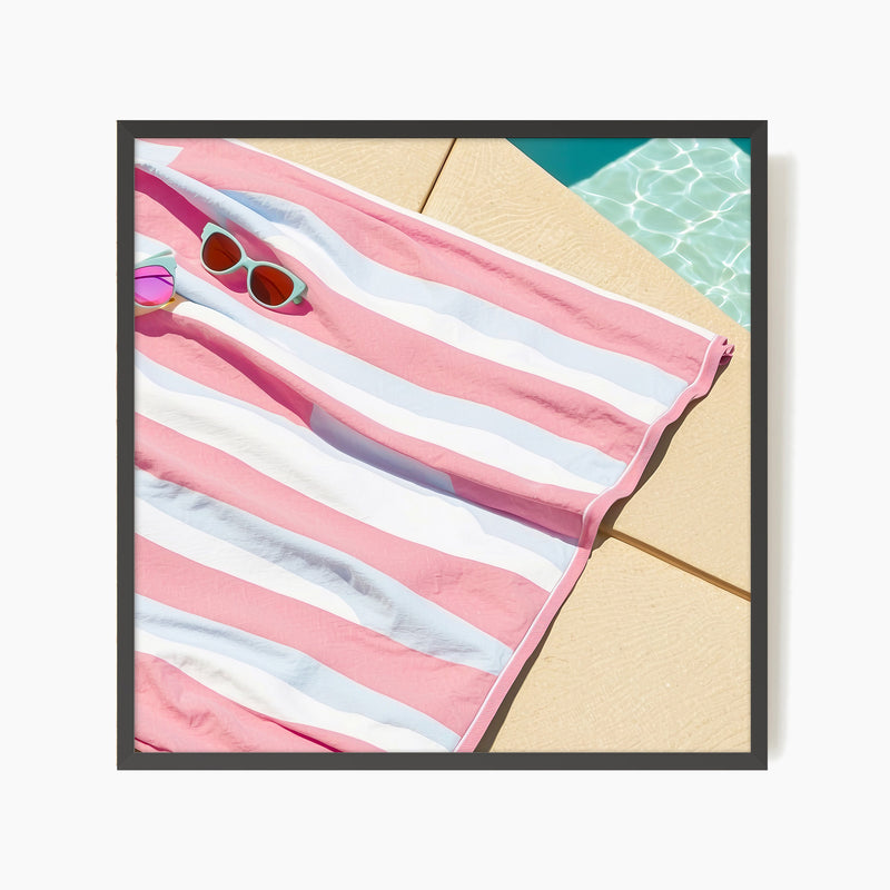 Beach Towel Pink Wall Art - Sage and Rose Prints