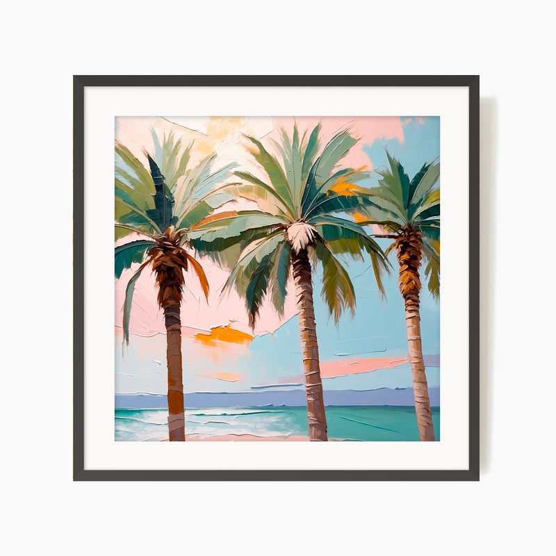 Palm Trees and Blue Sky Square Print